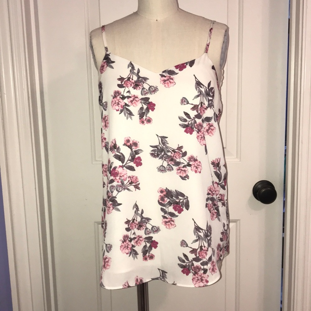 White Floral Tank Top